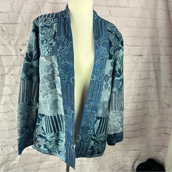 vintage yak magik tapestry patchwork beaded embroidered Cardigan jacket sz L - Picture 1 of 10